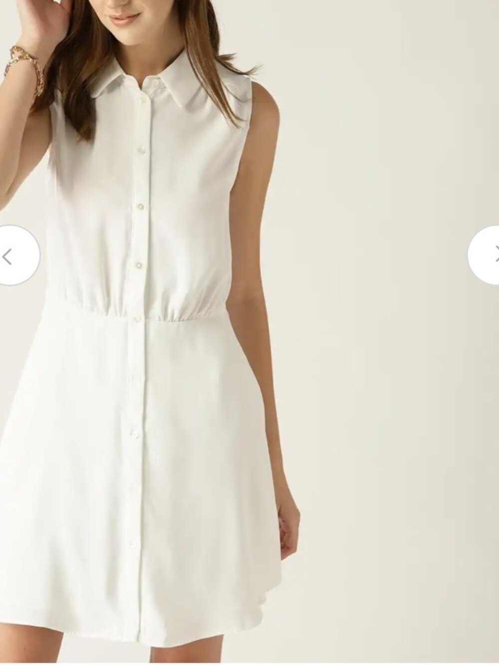 Women White Solid Shirt Dress Mango